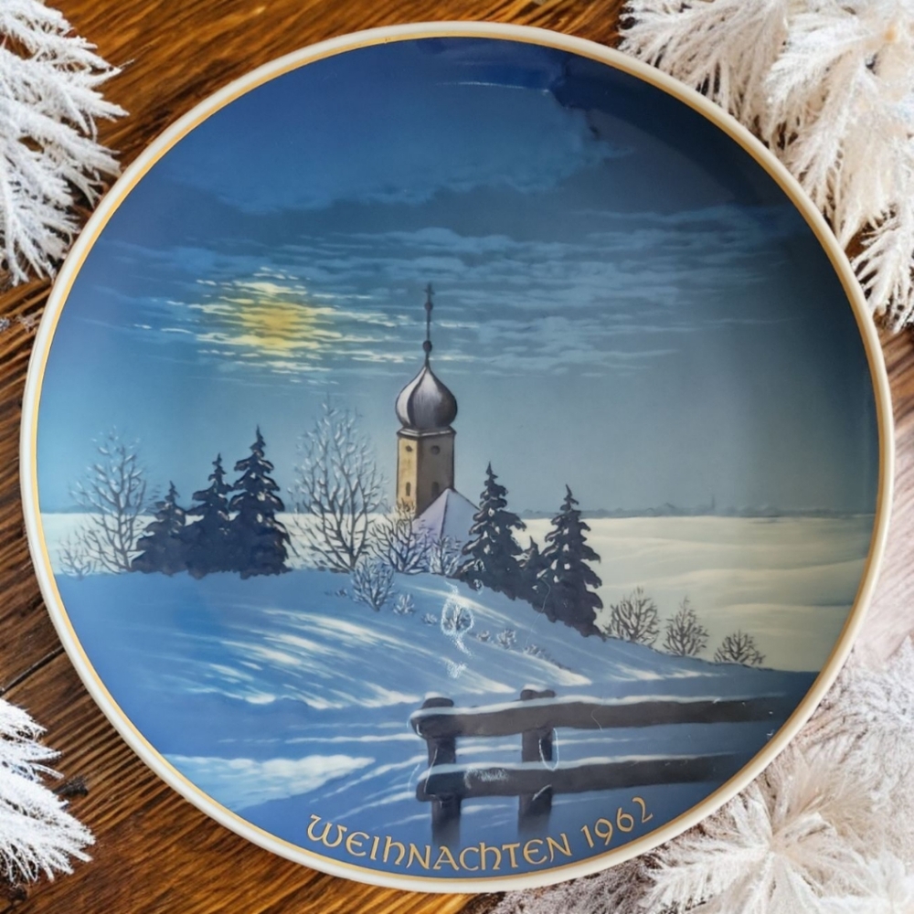 Vtg 62 Rosenthal Weihnachten Christmas Plate Heiligabend Willi Hein Gold Trim